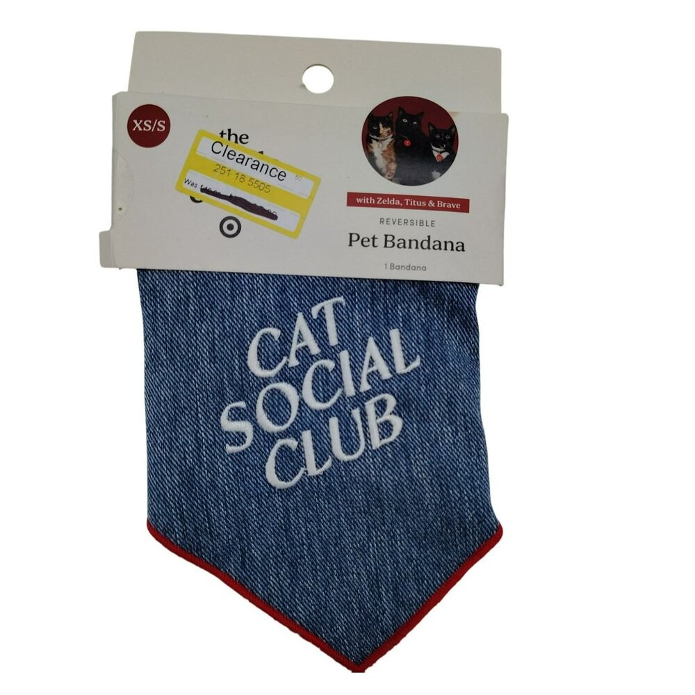 Cuddle Collab Reversible Pet Bandana Cat Social Club XS/S Animal Accessory